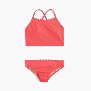 J Crew 3T scalloped cropped tankini swimsuit